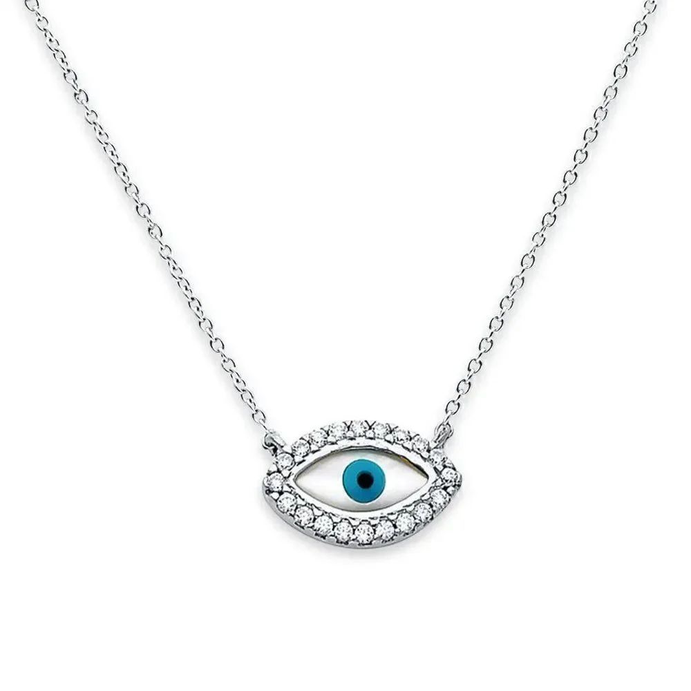 14K Solid Gold Adjustable Evil Eye Necklace - Perfect Gift - Evil Eye Defender -